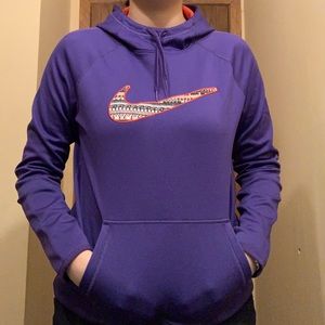 Nike therma hoodie purple and orange swoosh